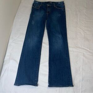 VTG Seven7 Low Rise Bootcut 10 Dark Wash Embroidered Back Pocket Jeans Y2K